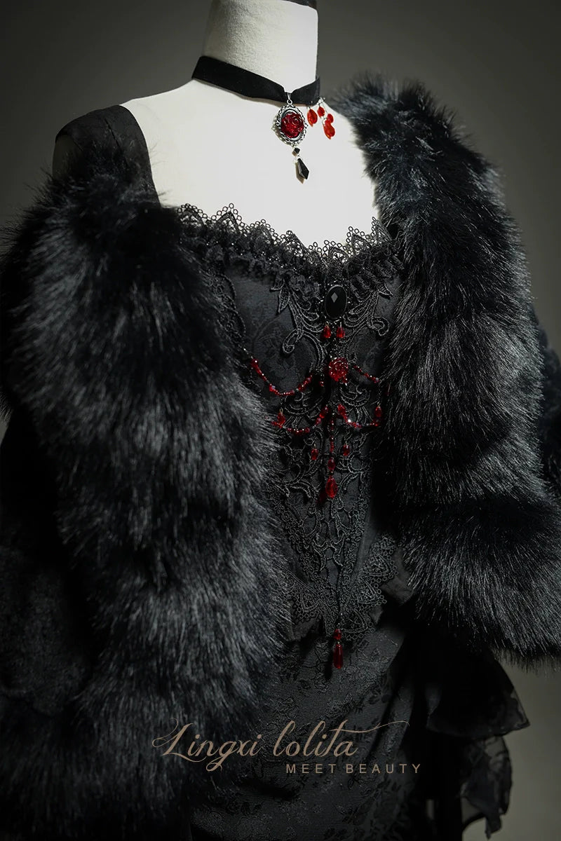 Lingxi Lolita~Lord of the Night~Gothic Lolita Skirt Suit Mermaid Skirt and Fishbone Bodice