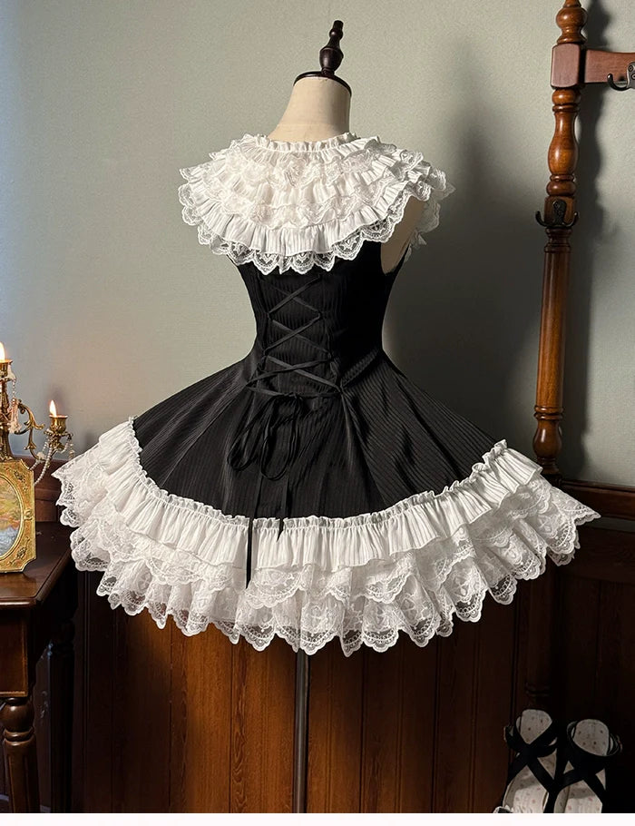 Alice Girl~Arrogant Miss~Sweet Lolita Jumper Dress with Tiered Lace Dress