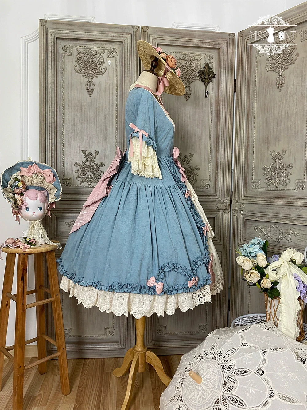 Miss Point~Lilyka Garden~Classic Lolita OP Dress Elegant Floral Wall Princess Sleeve
