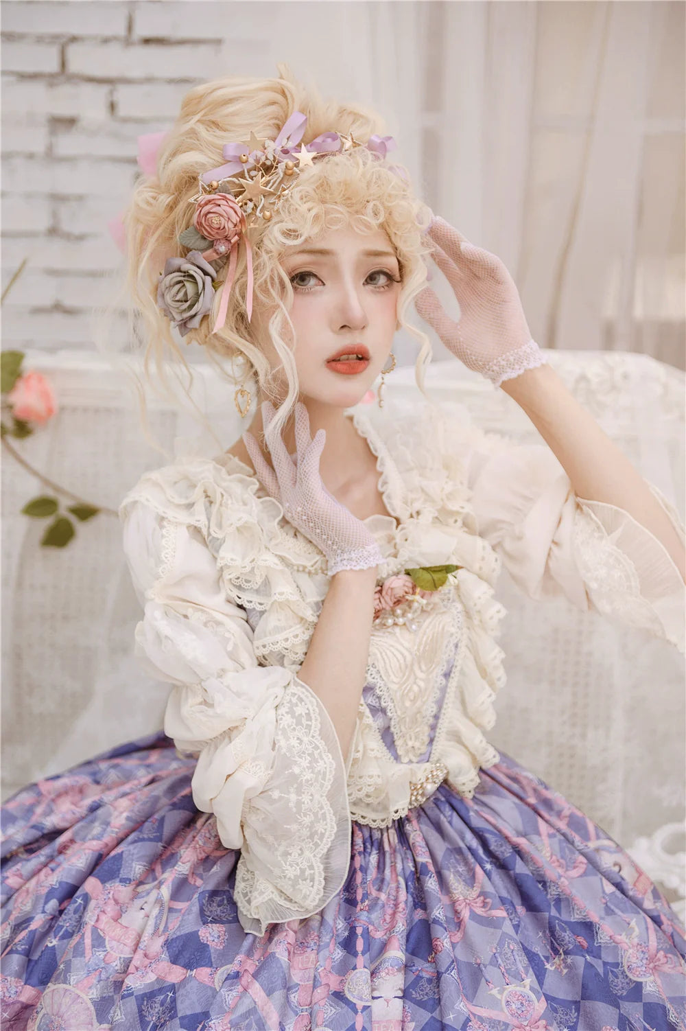 Miss Point~Elizabeth Meow~Classic Lolita Blouse Lotus Root Sleeve Lolita Shirt