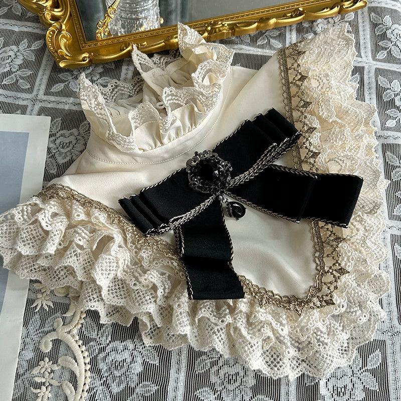 LizBird~Reincarnated Clock~Vintage Lolita OP Dress Set Lolita Bloomers