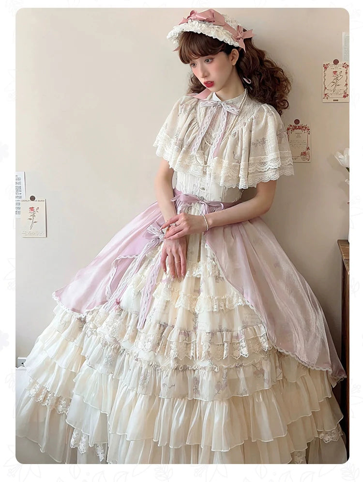 With PUJI~Nanke~Classic Lolita OP Dress Outfit with Edwardian Collar