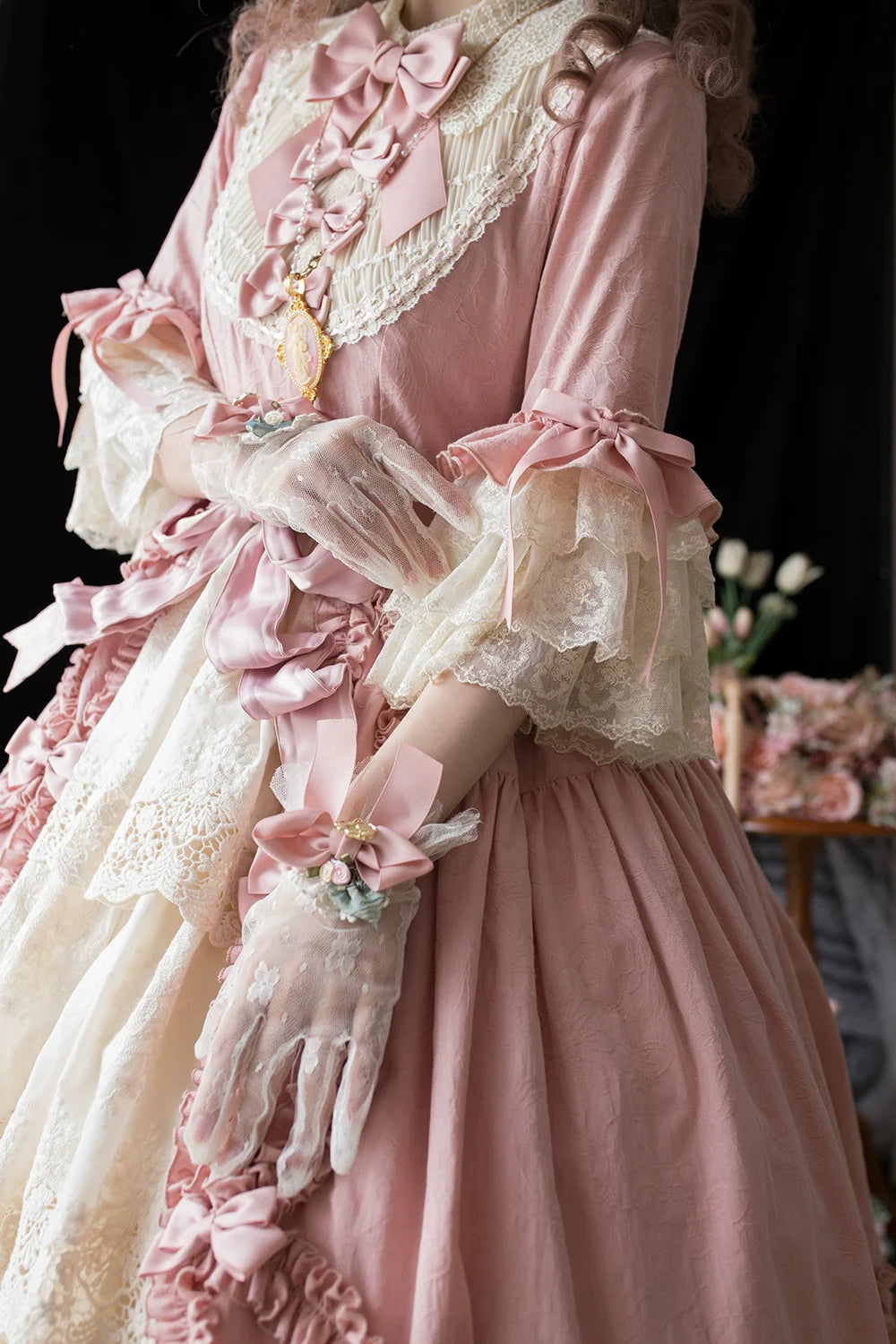 Miss Point~Lilyka Garden~Classic Lolita OP Dress Elegant Floral Wall Princess Sleeve