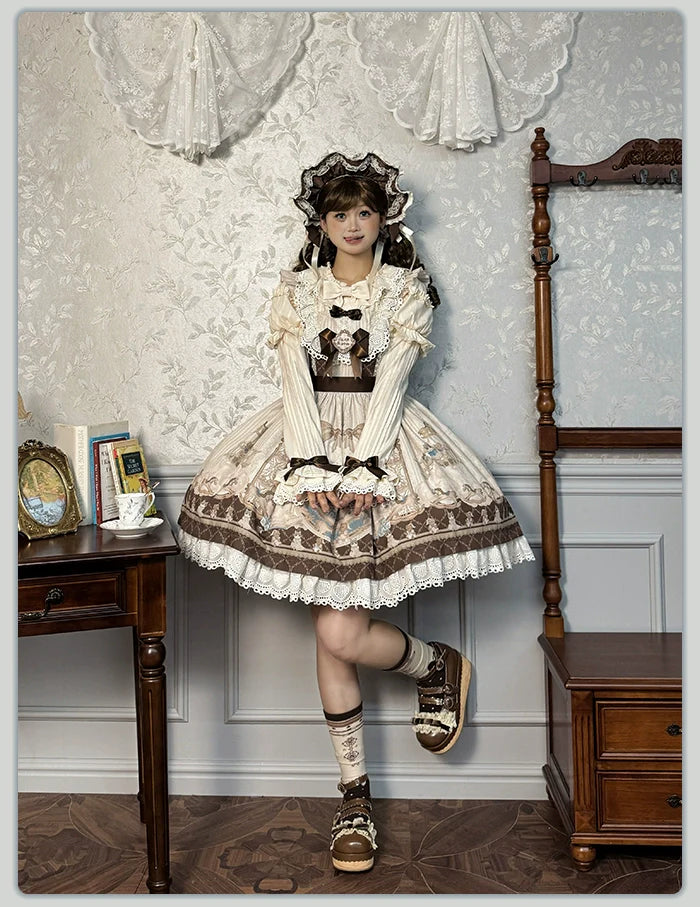 Alice Girl~Sea Salt Fairytale~Sweet Lolita JSK Doll-like Lolita Printed Dress
