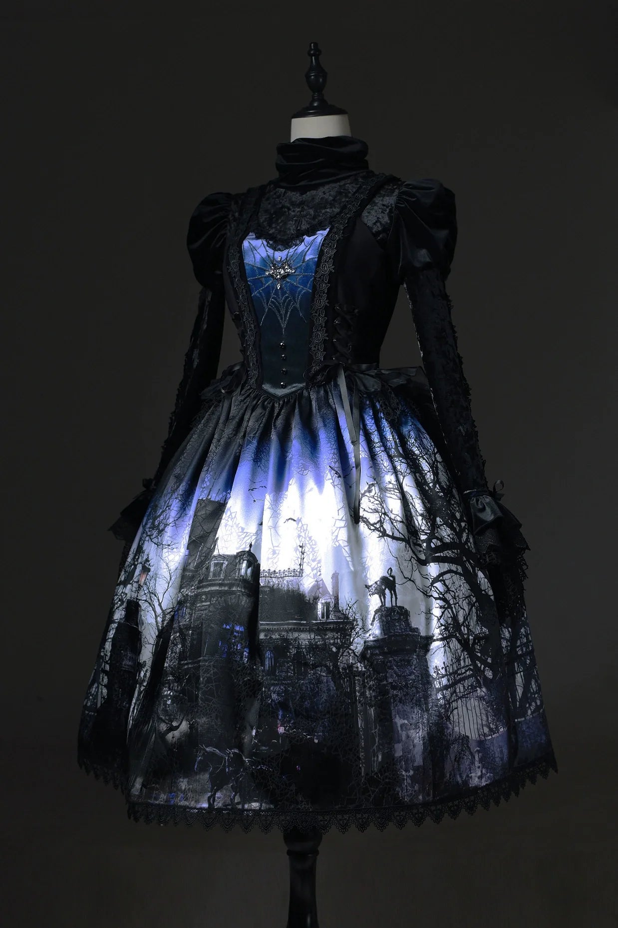 LilithHouse~Horror House~Gothic Lolita JSK with Spooky Castle Print