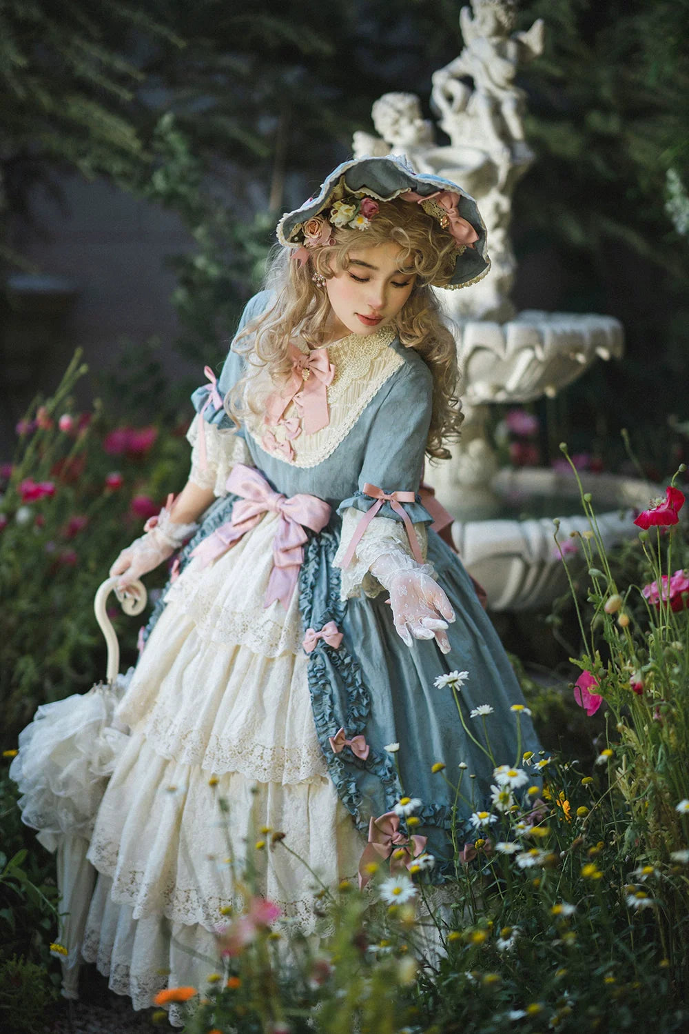 Miss Point~Lilyka Garden~Classic Lolita OP Dress Elegant Floral Wall Princess Sleeve
