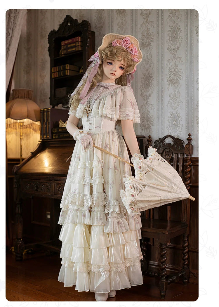 With PUJI~Nanke~Classic Lolita OP Dress Outfit with Edwardian Collar