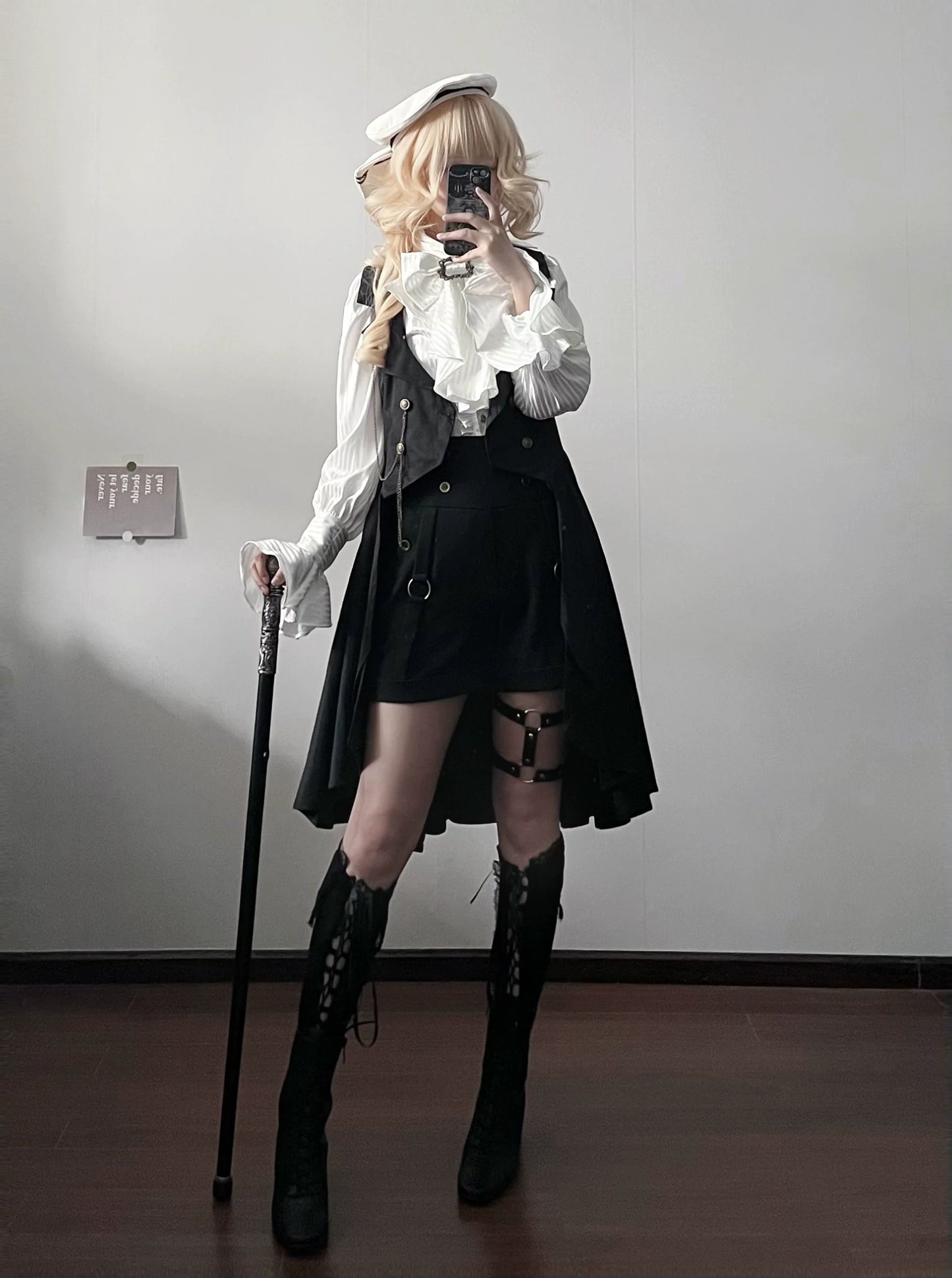 Gazing Galactic~Moonstone~Ouji Lolita Black Vest Prince Long Trailing Vest
