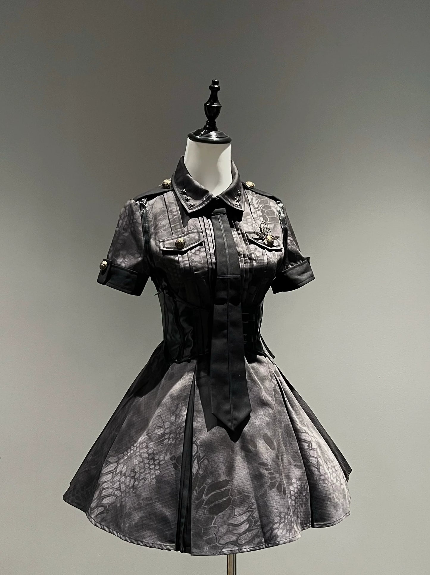 Your Highness~Iron Rose Black Mamba~Gothic Lolita OP Nurse Military Lolita Dress