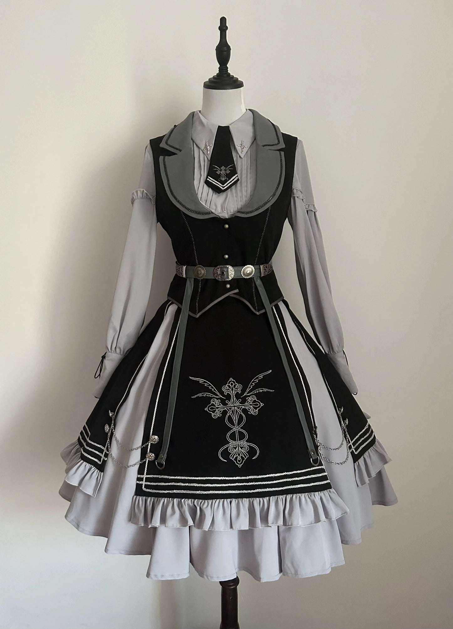 CHUNLV LOLITA~Dark Night Contract~Blue Military Lolita Dress Suit Skirt Elegant OP Cape