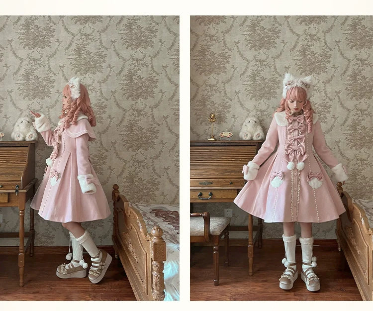 Sakurahime~Sweet Cookie~Sweet Lolita Coat Detachable Cape Pastel Outwear
