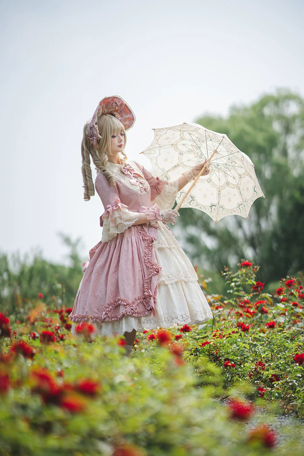 Miss Point~Lilyka Garden~Classic Lolita OP Dress Elegant Floral Wall Princess Sleeve