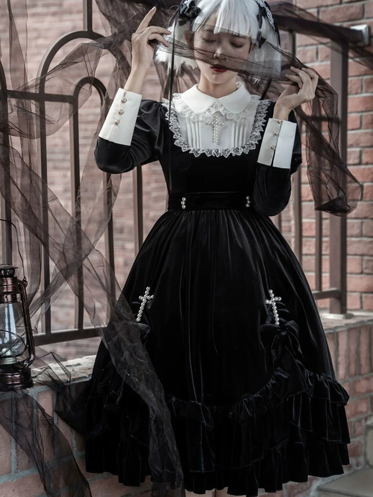Sweet Date~Halloween Gothic Lolita OP Dress Princess Winter Dress