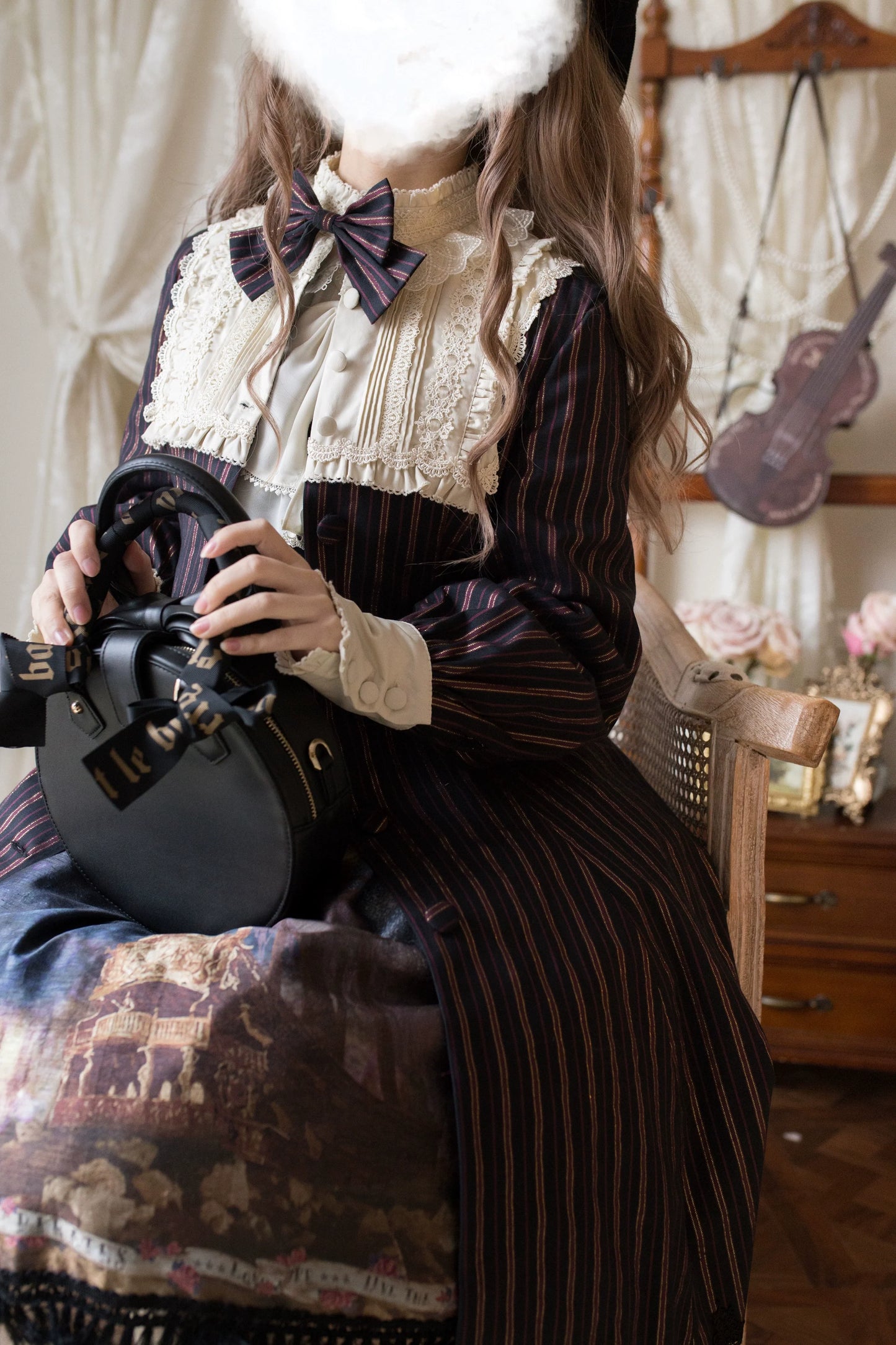 Strawberry Witch~Daily Lolita Coat Sherlock Style Lolita Coat Striped OP