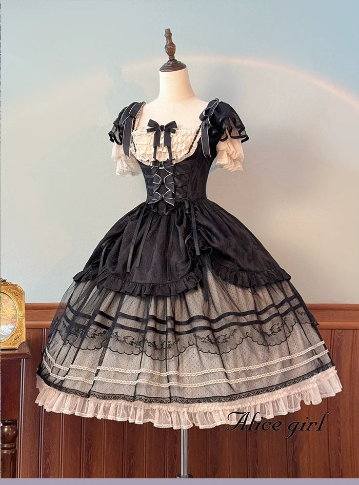 Alice girl~Yesterday Morning Mist~Classic Lolita JSK Elegant Low-cut Lolita Dress