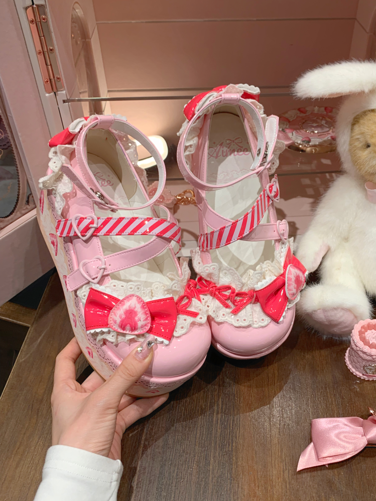 Aimee~Strawberry~Sweet Lolita High Platform Shoes Kawaii Lolita Shoes