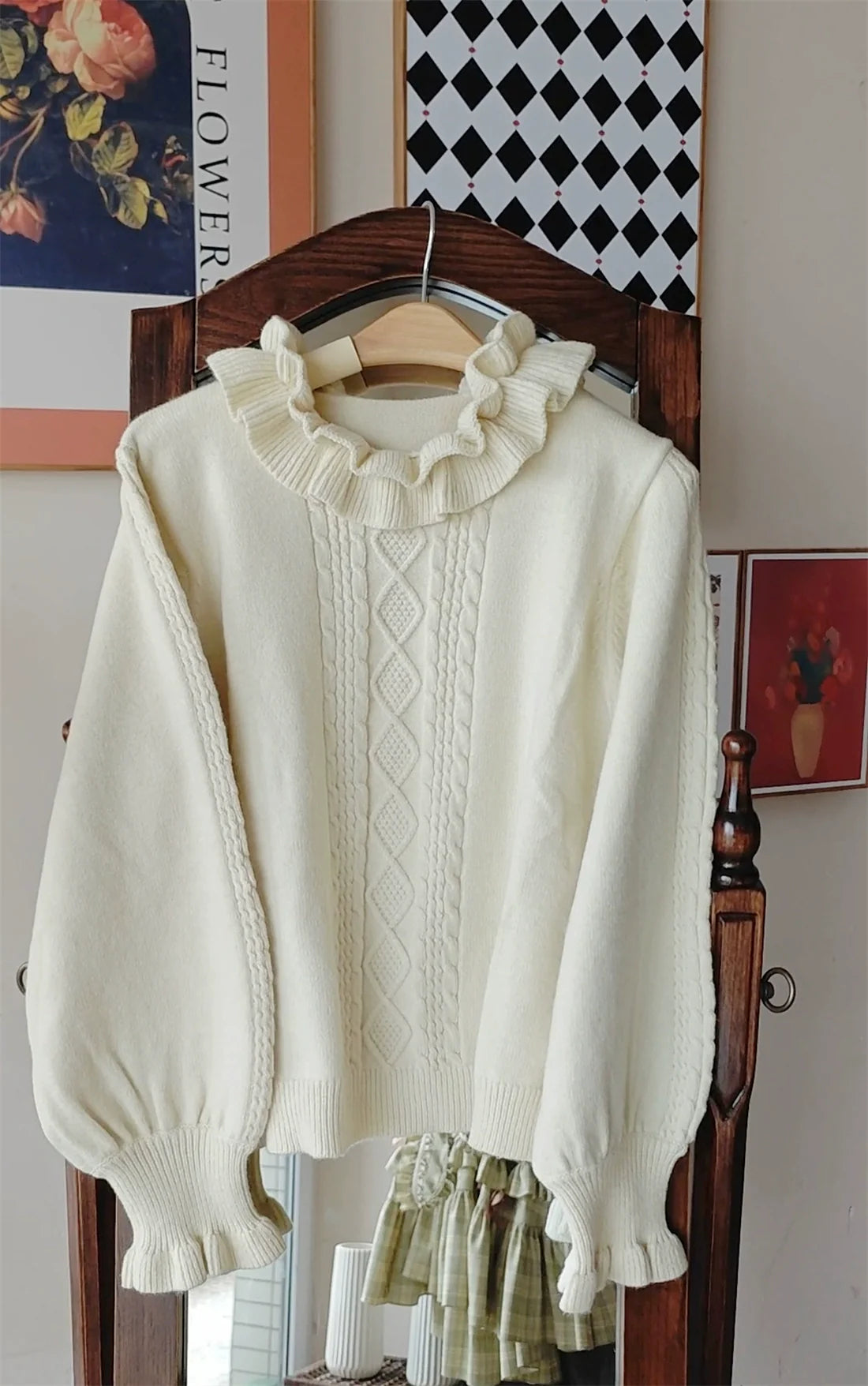 EESSILY~Green Fairy Tale~Classic Lolita Sweater Round Collar Winter Lolita Innerwear