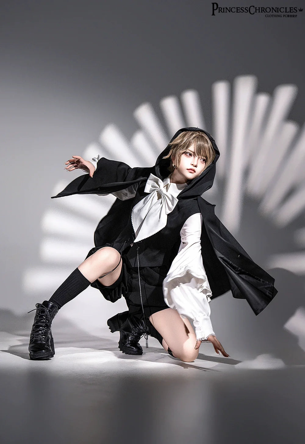 Princess Chronicles~Rabbit Feather~Black Ouji Lolita Vest Shorts Suit Prince Cloak Set