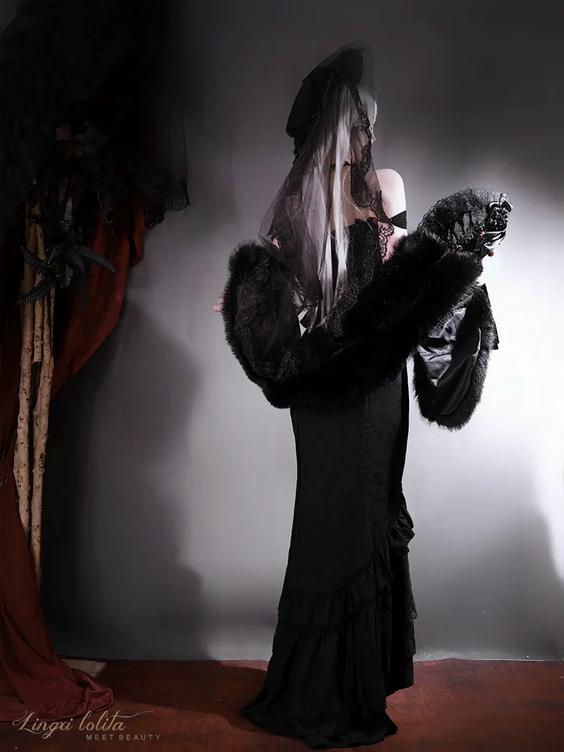 Lingxi Lolita~Lord of the Night~Gothic Lolita Skirt Suit Mermaid Skirt and Fishbone Bodice