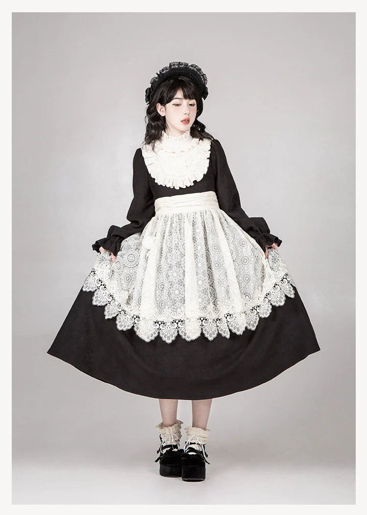 With PUJI~Twilight Choir~Twin Lolita OP Suit Loose Version Dress with Apron