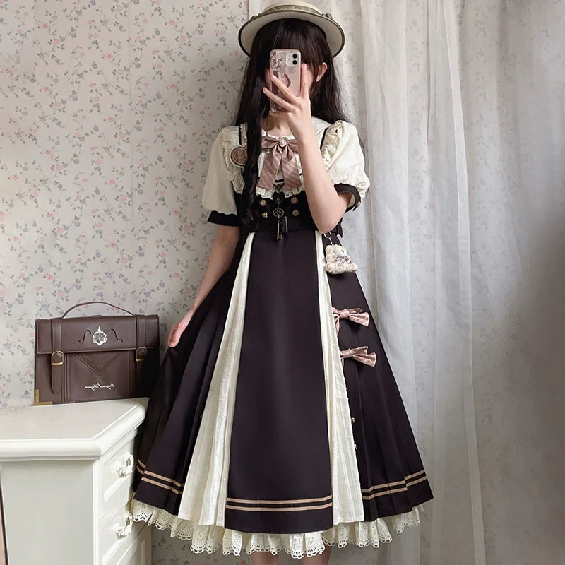 Letters from Unknown Star~Chocolate Workshop~Elegant Lolita OP Daily Short Sleeve Dress