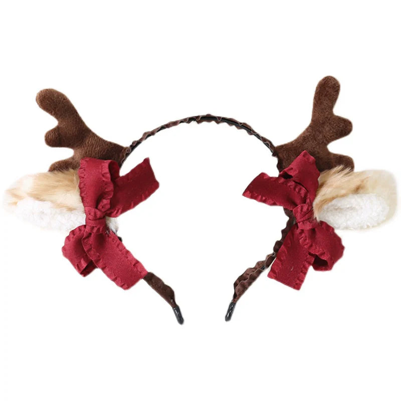 Xiaogui~Christmas Sweet Red Lolita KC Cute Elk Antlers Headwear
