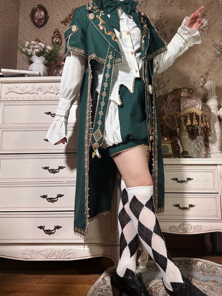 Letters from Unknown Star~Divine Envoy~Ouji Lolita Shorts Suit Military Lolita Coat and Shirt