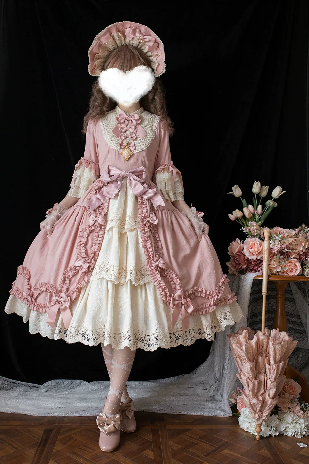 Miss Point~Lilyka Garden~Classic Lolita OP Dress Elegant Floral Wall Princess Sleeve
