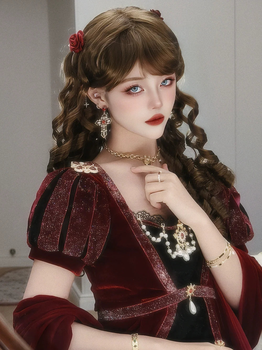Mabuxi~Retro Lolita Wig Elegant Roman Curls Gorgeous Court Wigs