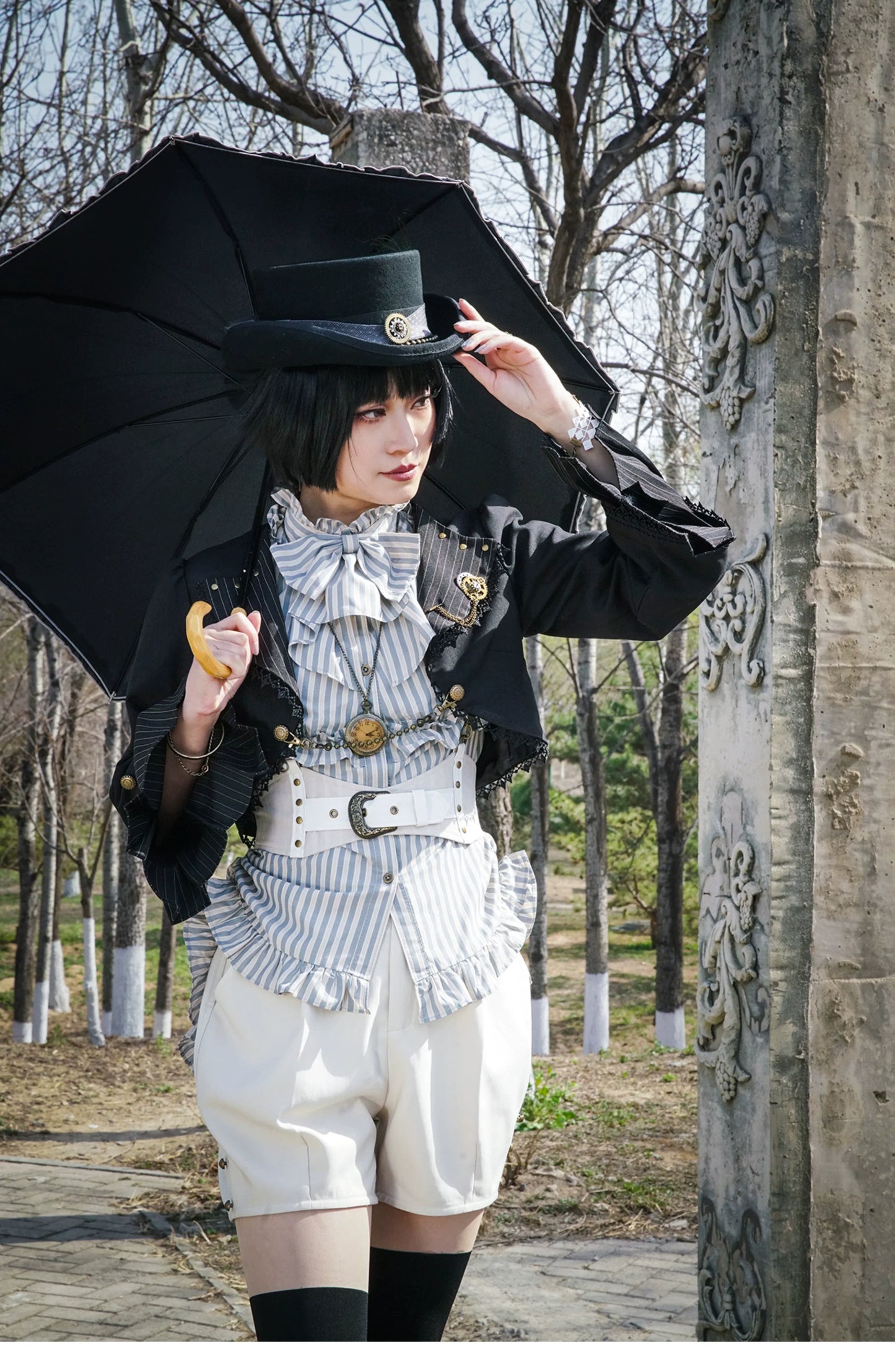 (BFM)Mr. Yi's Steam Continent~Gothic Lolita Cardigan Long Sleeve Black Short Jacket