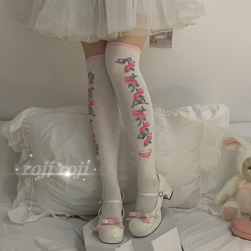 Roji Roji~Autumn Sweet Lolita Cotton Thigh-high Socks