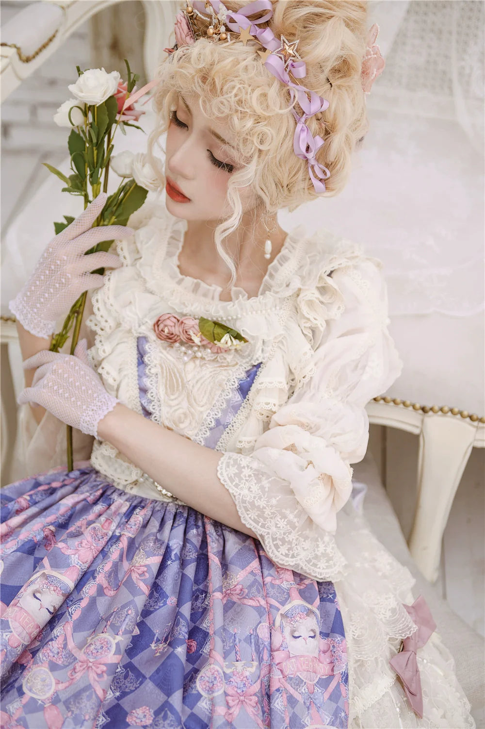 Miss Point~Elizabeth Meow~Classic Lolita Blouse Lotus Root Sleeve Lolita Shirt