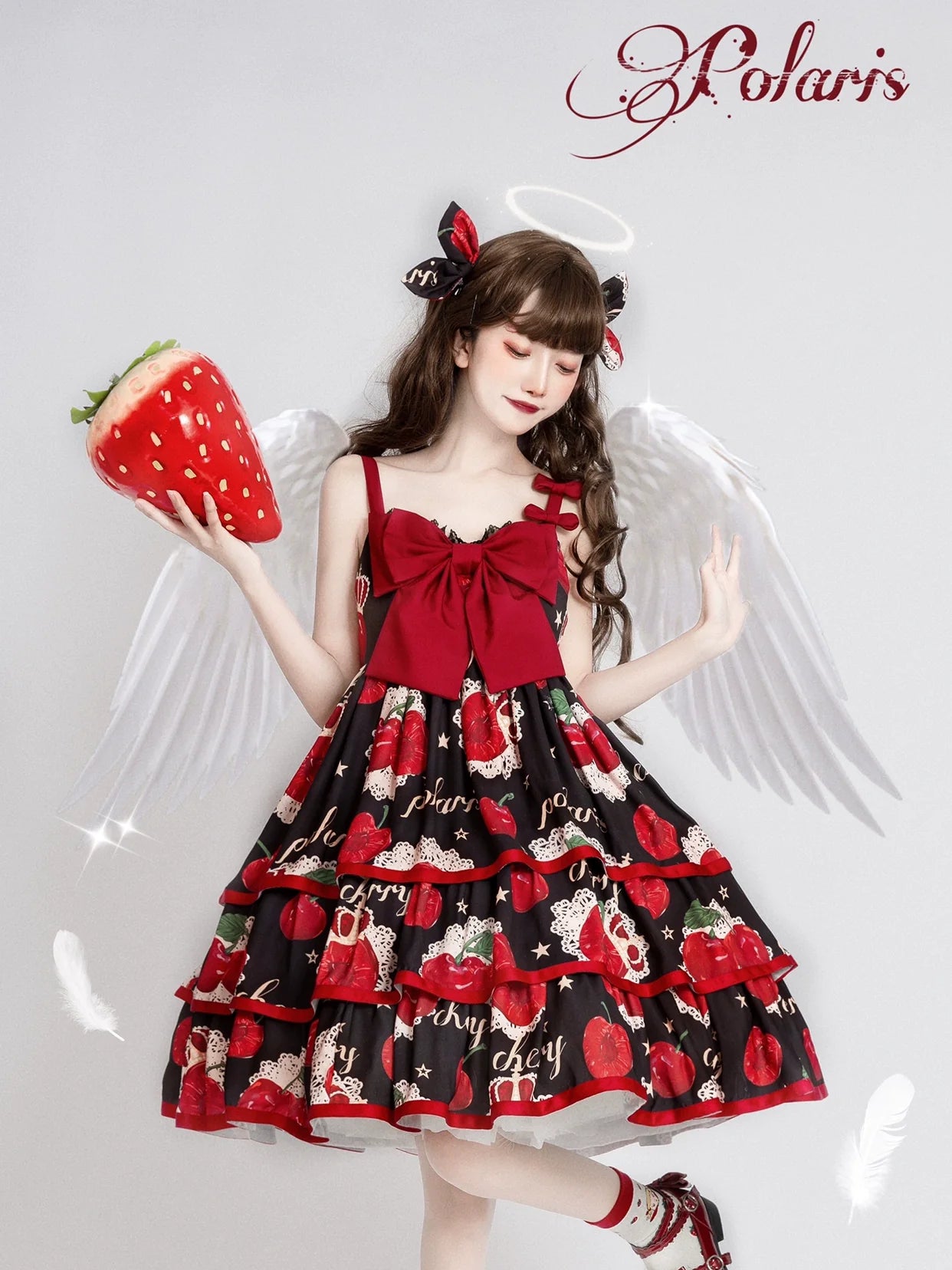 Polaris Lolita~Cherry Crown~Sweet Lolita JSK Three-tiered Dress