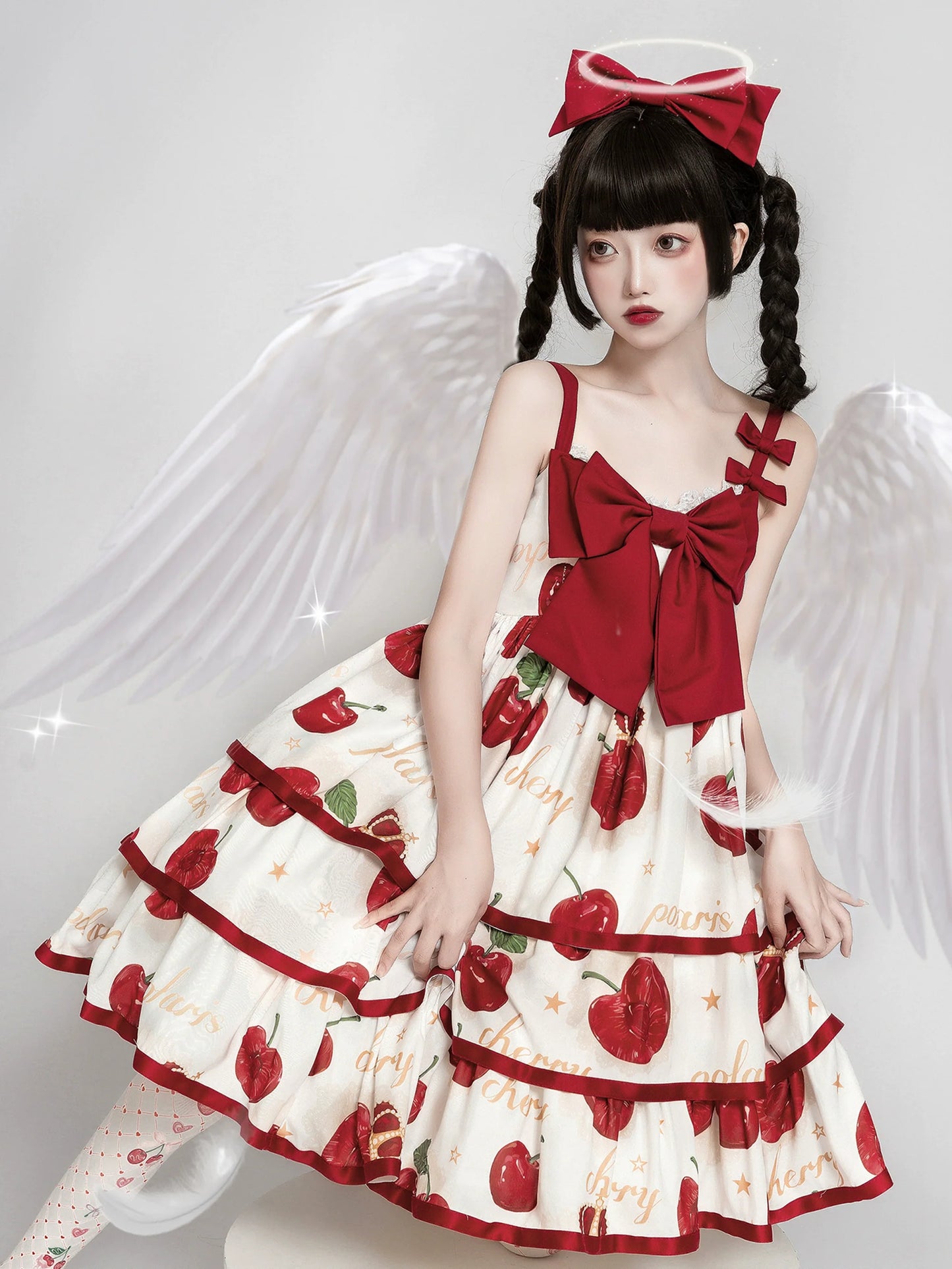 Polaris Lolita~Cherry Crown~Sweet Lolita JSK Three-tiered Dress