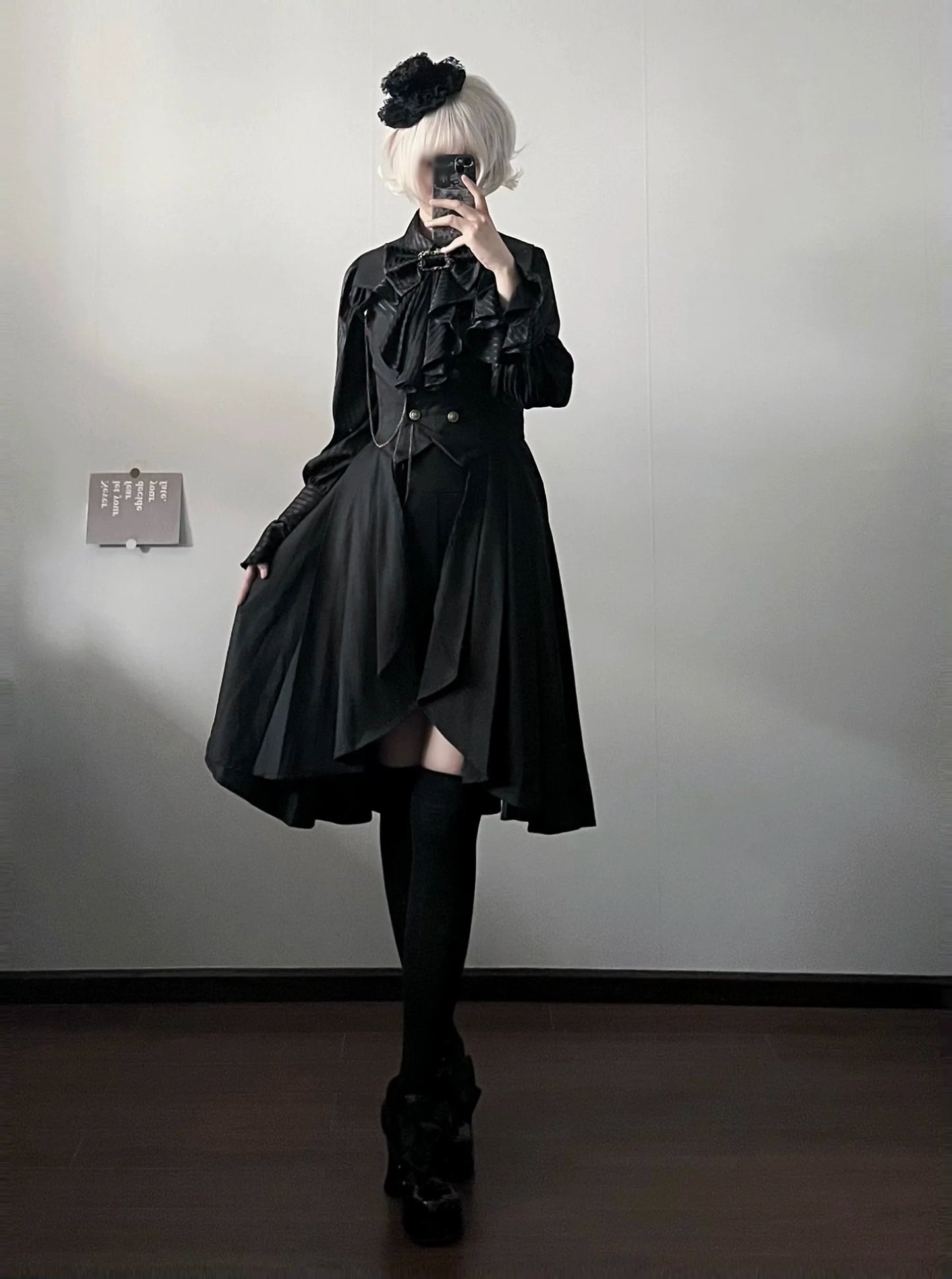 Gazing Galactic~Moonstone~Ouji Lolita Black Vest Prince Long Trailing Vest