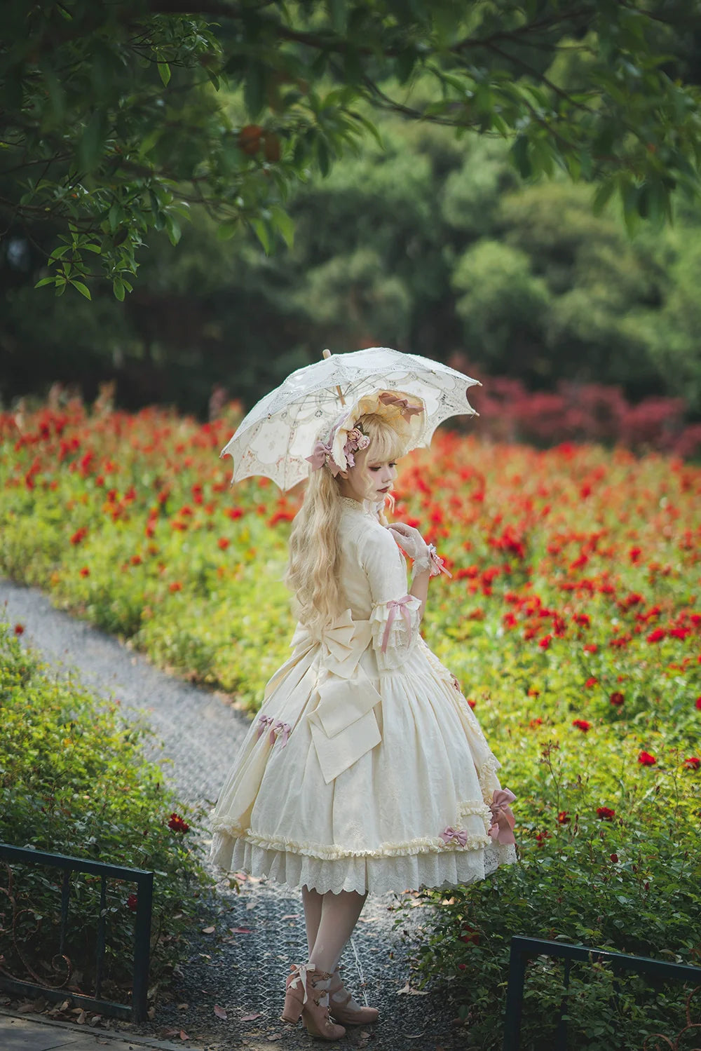 Miss Point~Lilyka Garden~Classic Lolita OP Dress Elegant Floral Wall Princess Sleeve