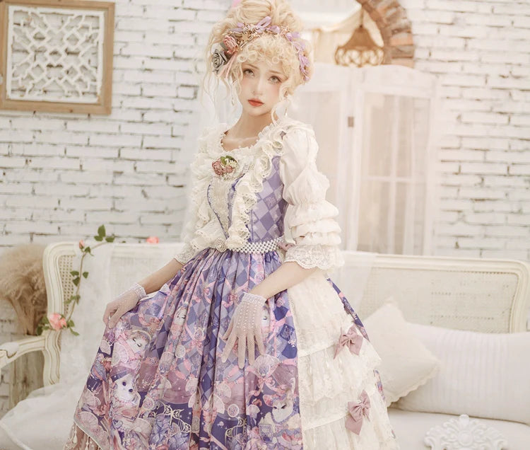 Miss Point~Elizabeth Meow~Classic Lolita Blouse Lotus Root Sleeve Lolita Shirt