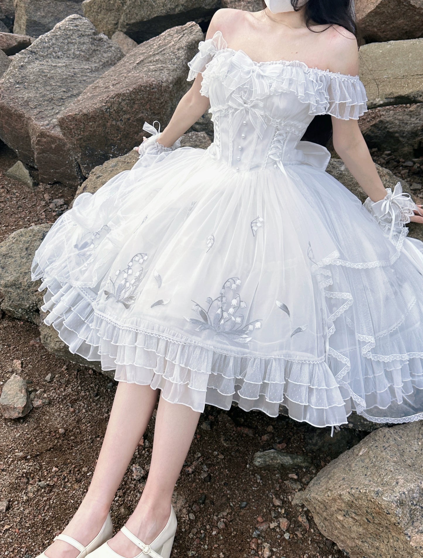 Mieye~Elegant Lolita JSK Flounce Hemline Multicolors