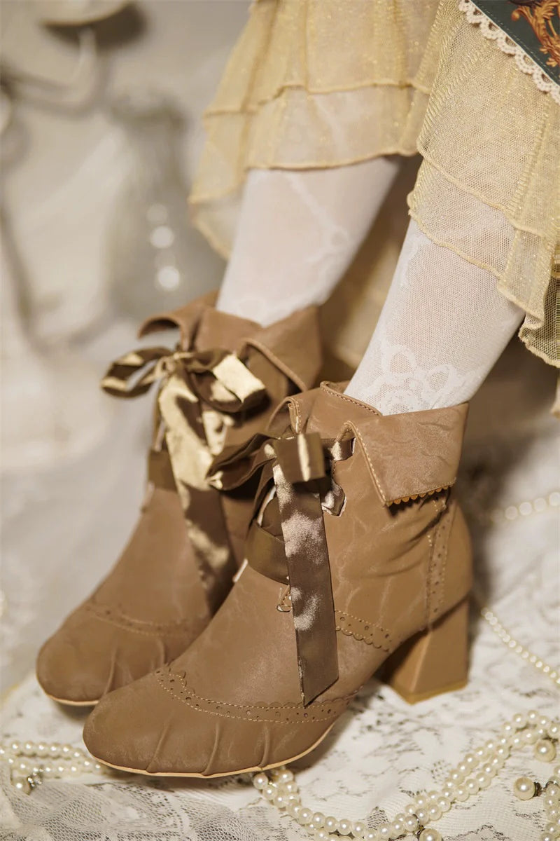MR.Qiutian~Unknown Lady~Retro Lolita Shoes Round Head Boots for Autumn and Winter