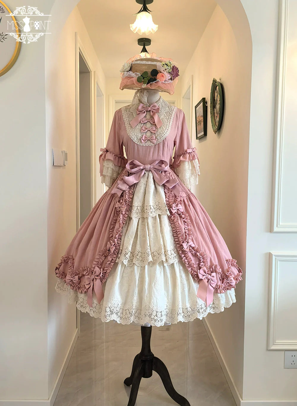 Miss Point~Lilyka Garden~Classic Lolita OP Dress Elegant Floral Wall Princess Sleeve