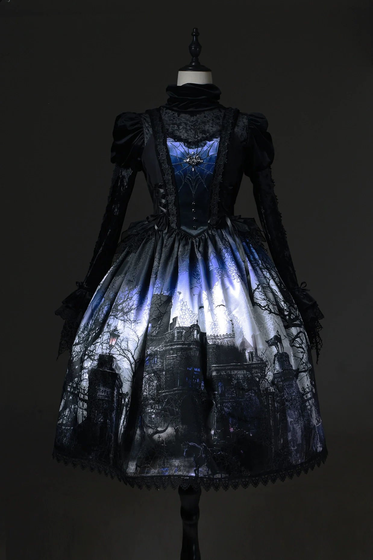 LilithHouse~Horror House~Gothic Lolita JSK with Spooky Castle Print