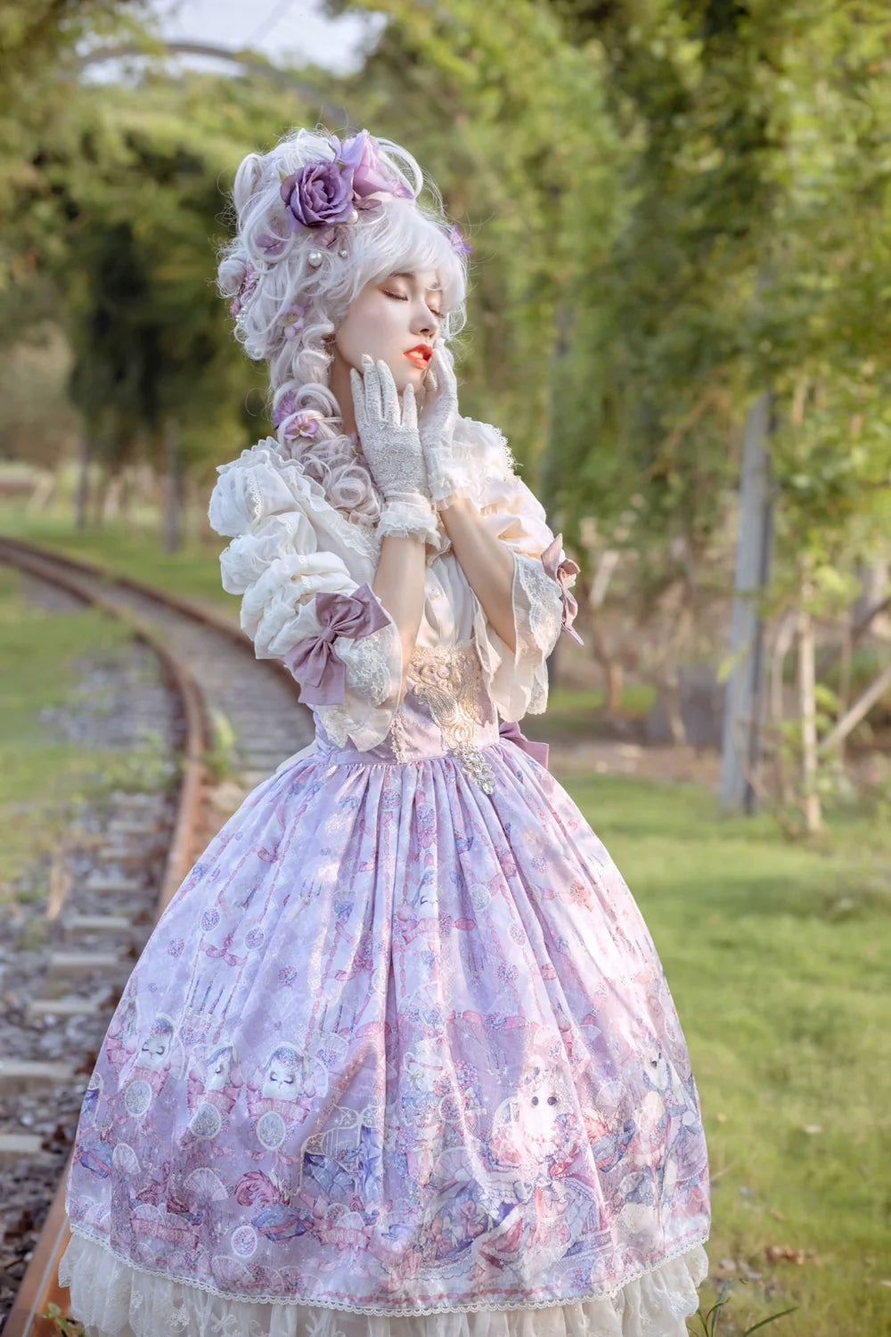 Miss Point~Elizabeth Meow~Classic Lolita Blouse Lotus Root Sleeve Lolita Shirt