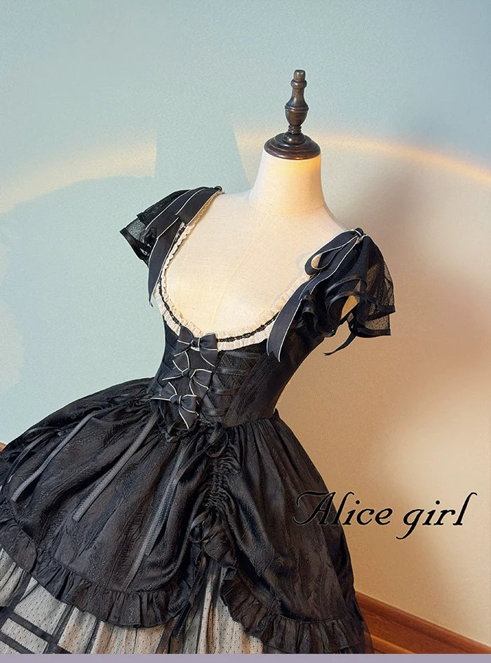 Alice girl~Yesterday Morning Mist~Classic Lolita JSK Elegant Low-cut Lolita Dress