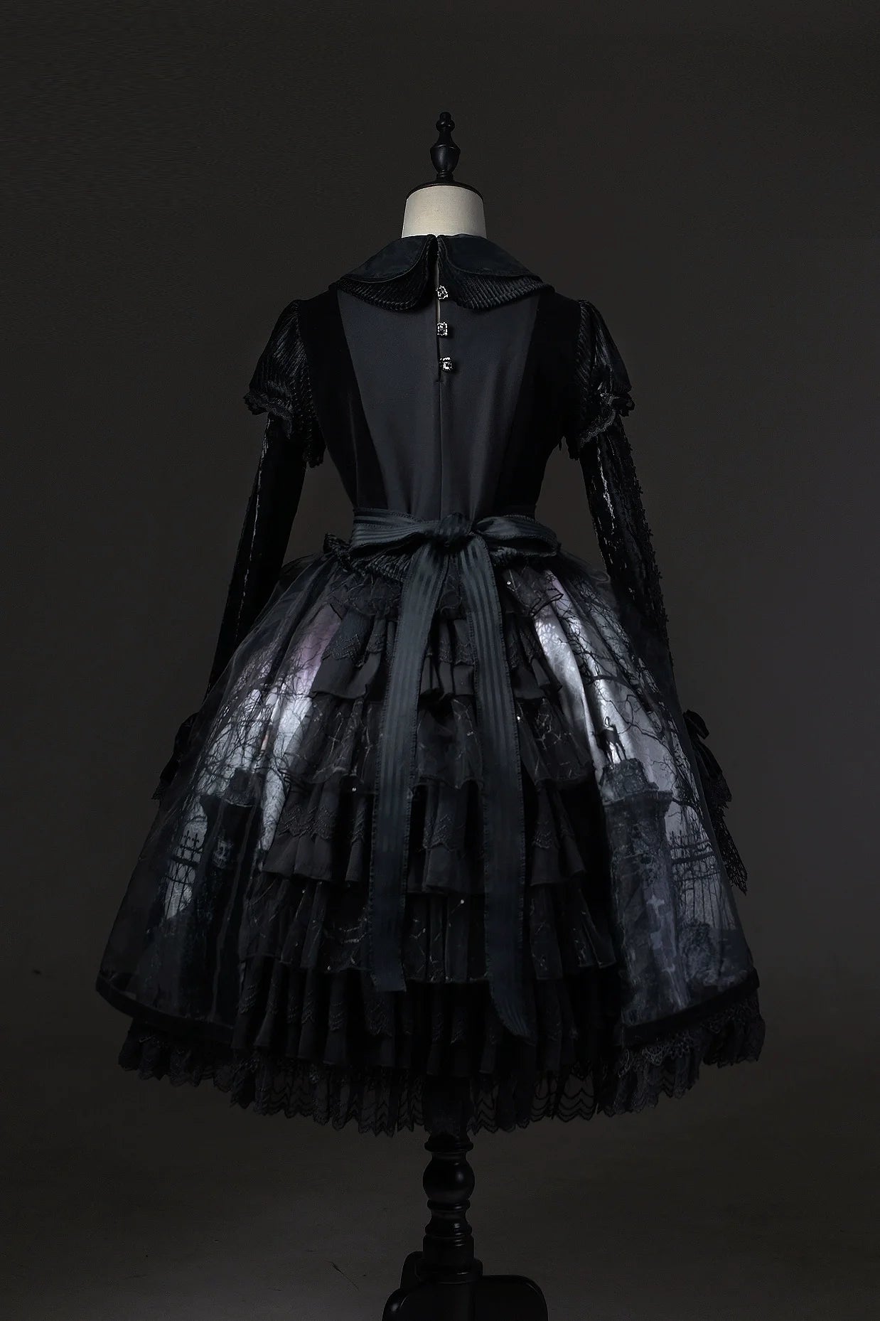 LilithHouse~Horror House~Gothic Lolita OP Set with Cape and Castle Print