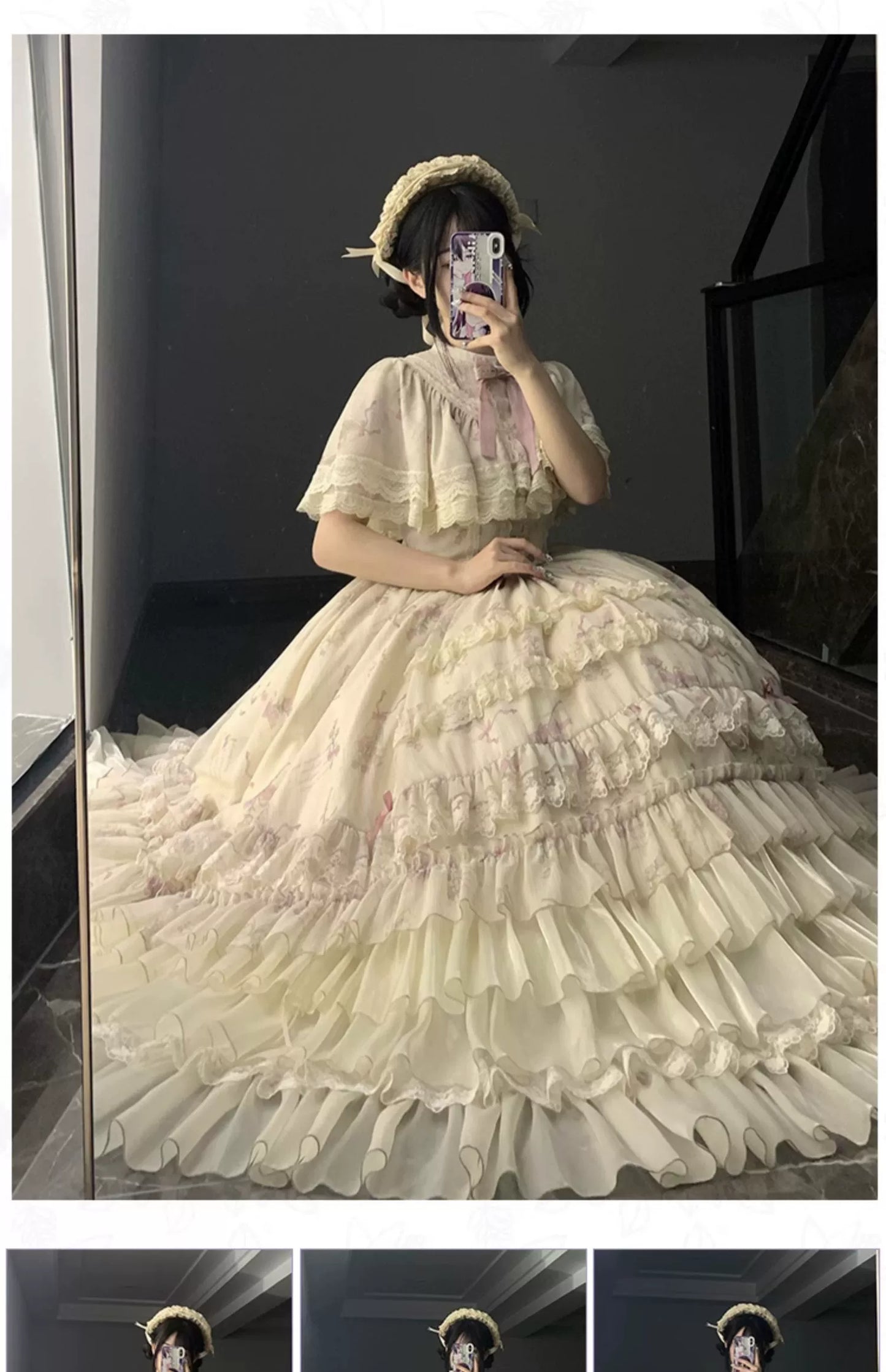 With PUJI~Nanke~Classic Lolita OP Dress Outfit with Edwardian Collar