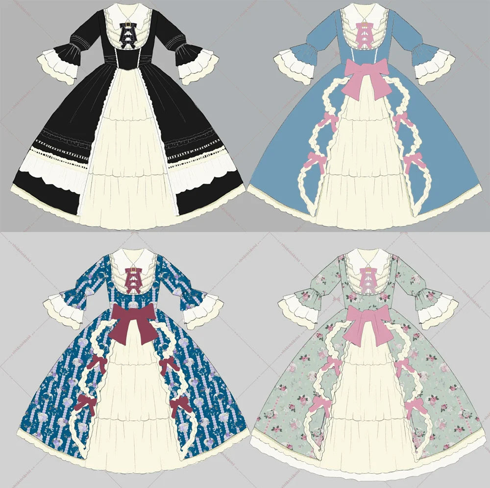 Miss Point~Lilyka Garden~Classic Lolita OP Dress Elegant Floral Wall Princess Sleeve