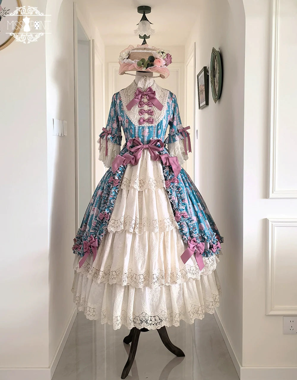 Miss Point~Lilyka Garden~Classic Lolita OP Dress Elegant Floral Wall Princess Sleeve