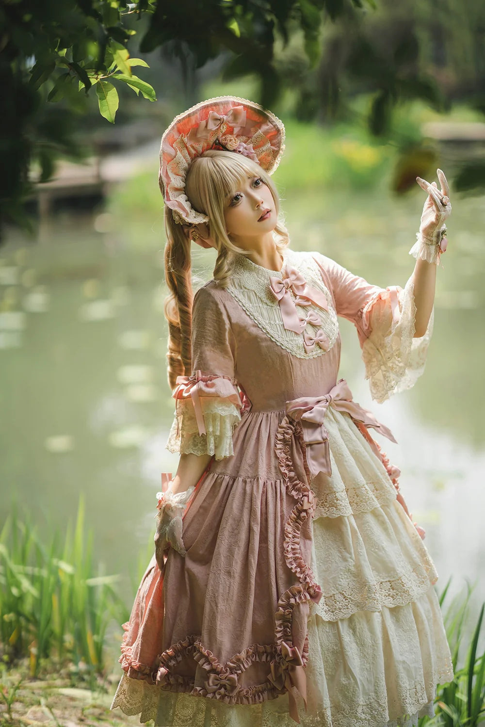 Miss Point~Lilyka Garden~Classic Lolita OP Dress Elegant Floral Wall Princess Sleeve