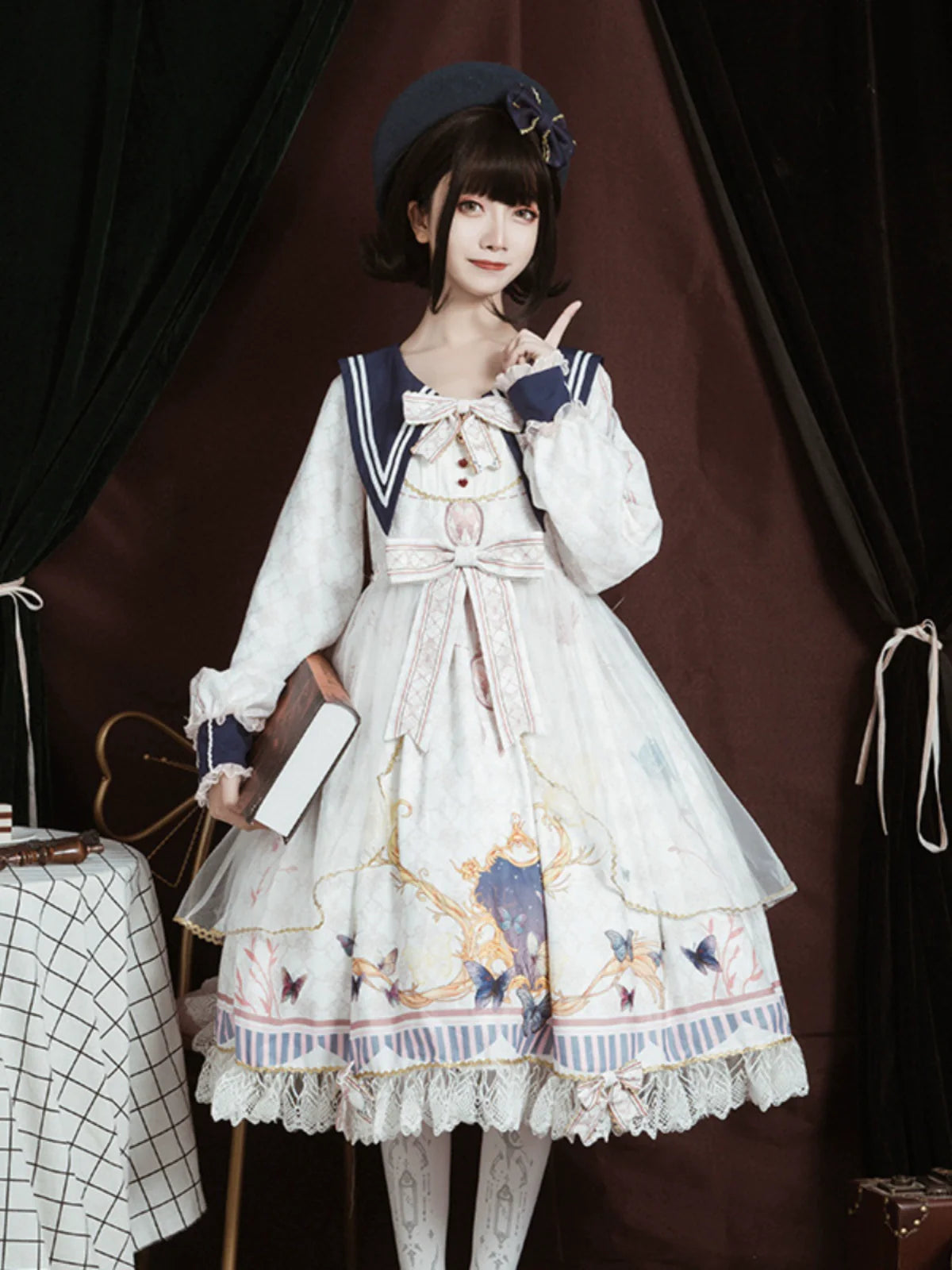 OCELOT~Classic Lolita OP Sailor Collar Elegant Lolita Dress
