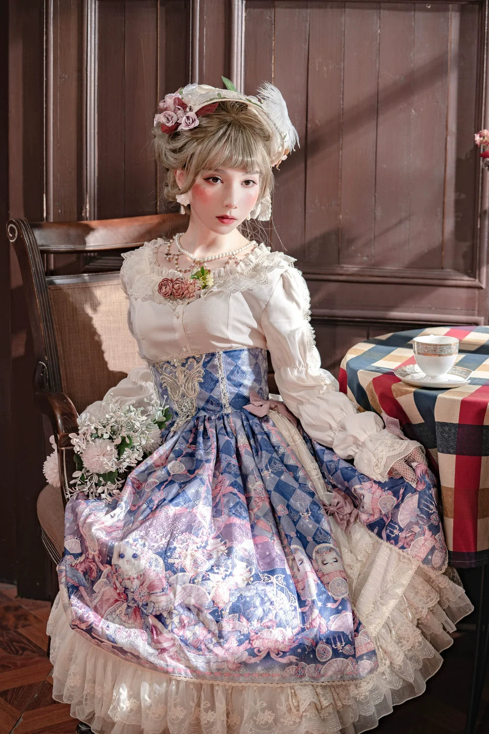 Miss Point~Elizabeth Meow~Classic Lolita Blouse Lotus Root Sleeve Lolita Shirt